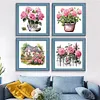 12pcs Pink Rose-11CT Stamped Cross Stitch Set 12.5*12.5cm/4.92*4.92in tapestrymarket