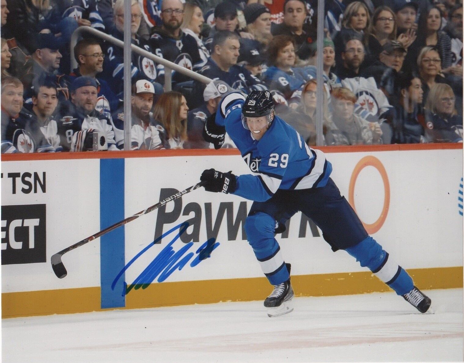 Winnipeg Jets Patrik Laine Playoffs Autographed Signed 8x10 NHL Photo Poster painting COA #8