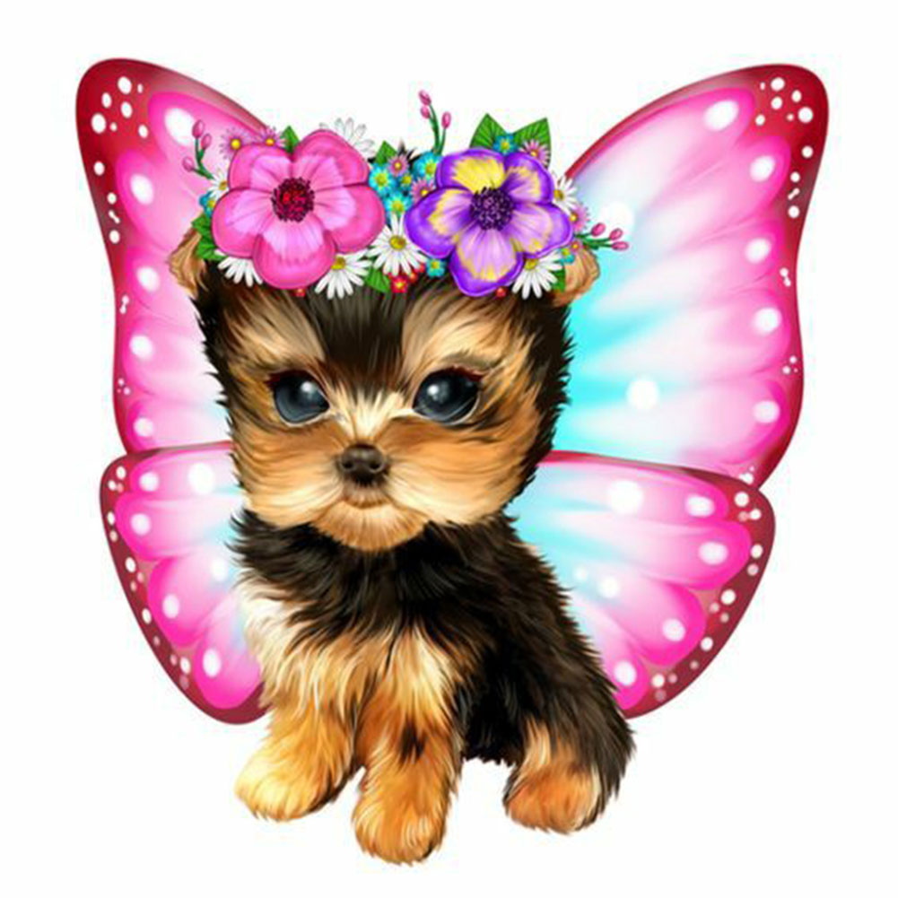 

(Multi-Size) Butterfly Puppy - Round/Square Drill Diamond Painting, Square diamond 30*30cm, 501 Original