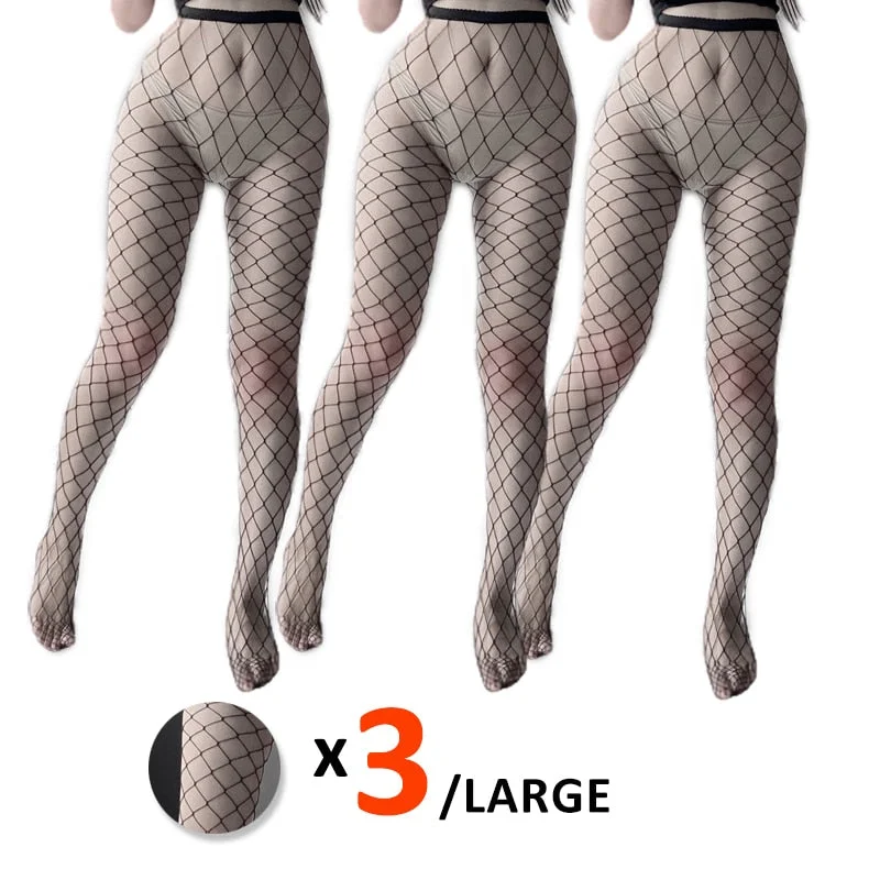 3 Pcs Set Womens High Waist Tights Breathable Sexy Fishnet Stockings Cosplay Bunny Stretchy Fabric Pantyhose Fashion SocksNew
