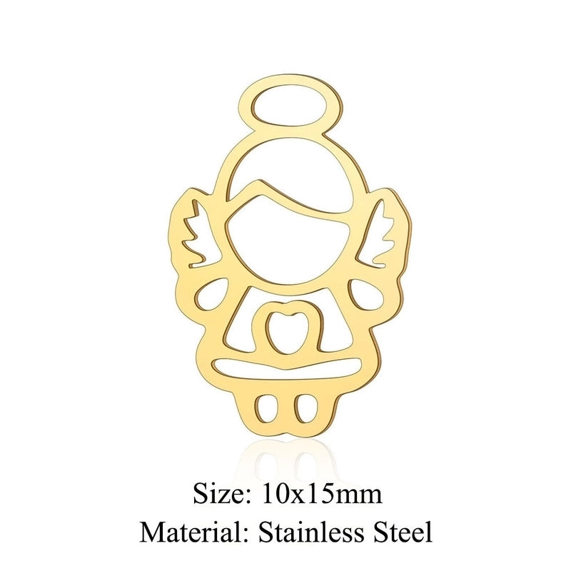 5 Pieces Stainless Steel 18K Gold Plated Angel Wings