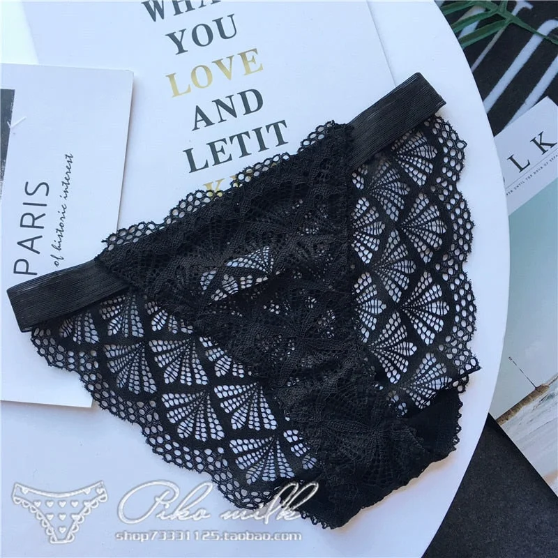 European Style sexy Underwear Women's Cotton Panties Low Waist Pure Color Briefs Fashion Hollow Out Underpants Female Lingerie