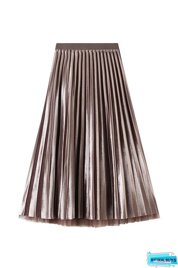 Reversible gold velvet mesh skirt