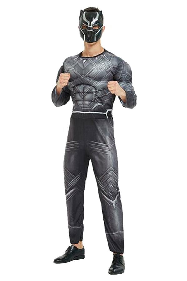 Halloween Mens Black Panther Jumpsuit Costume-elleschic