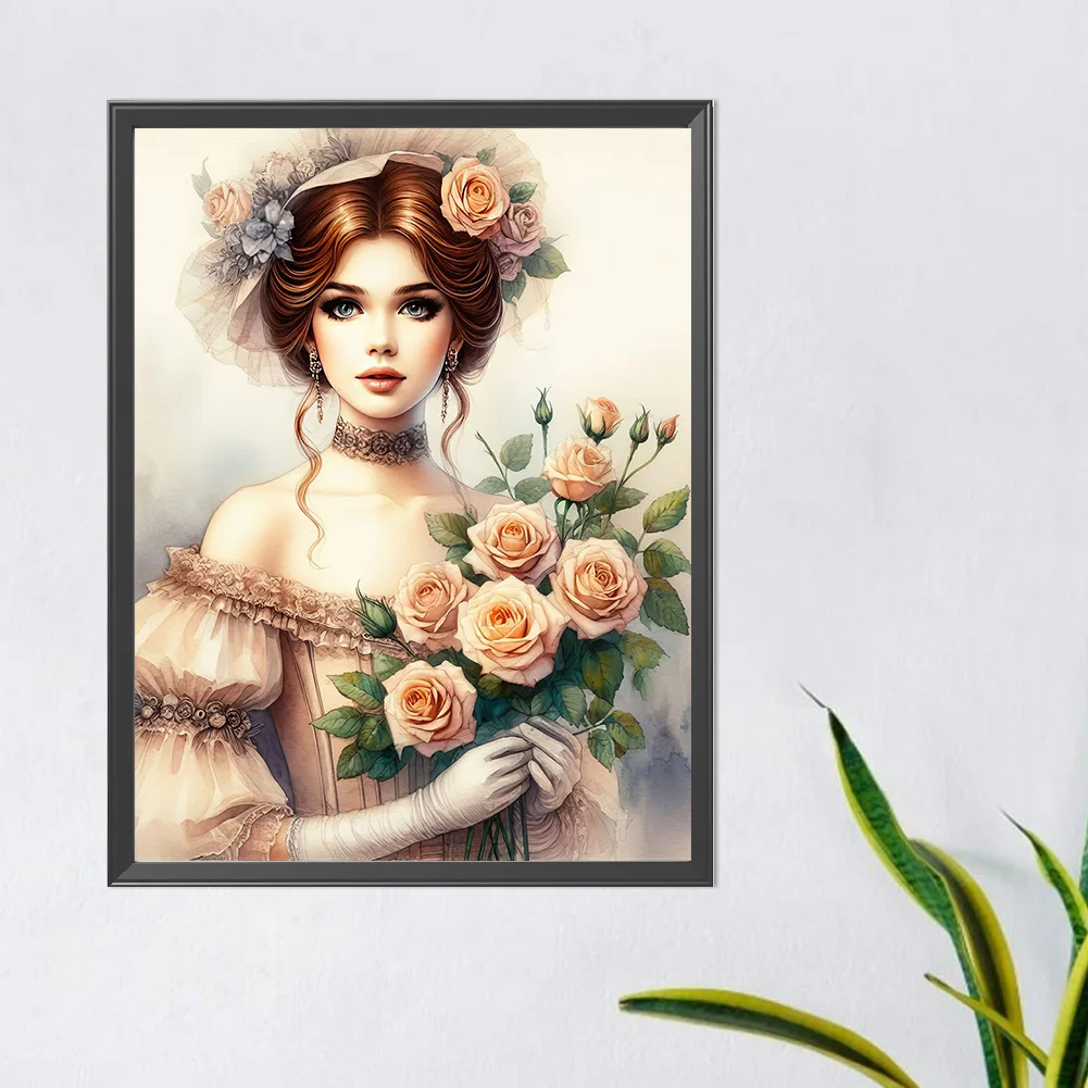 Full Round Diamond Painting 40*50cm - Lady Of Flowers