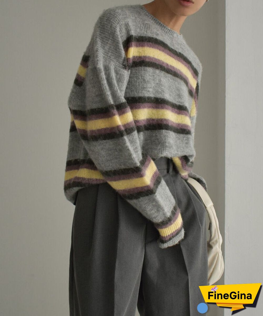 Retro Print Round Neck Sweater