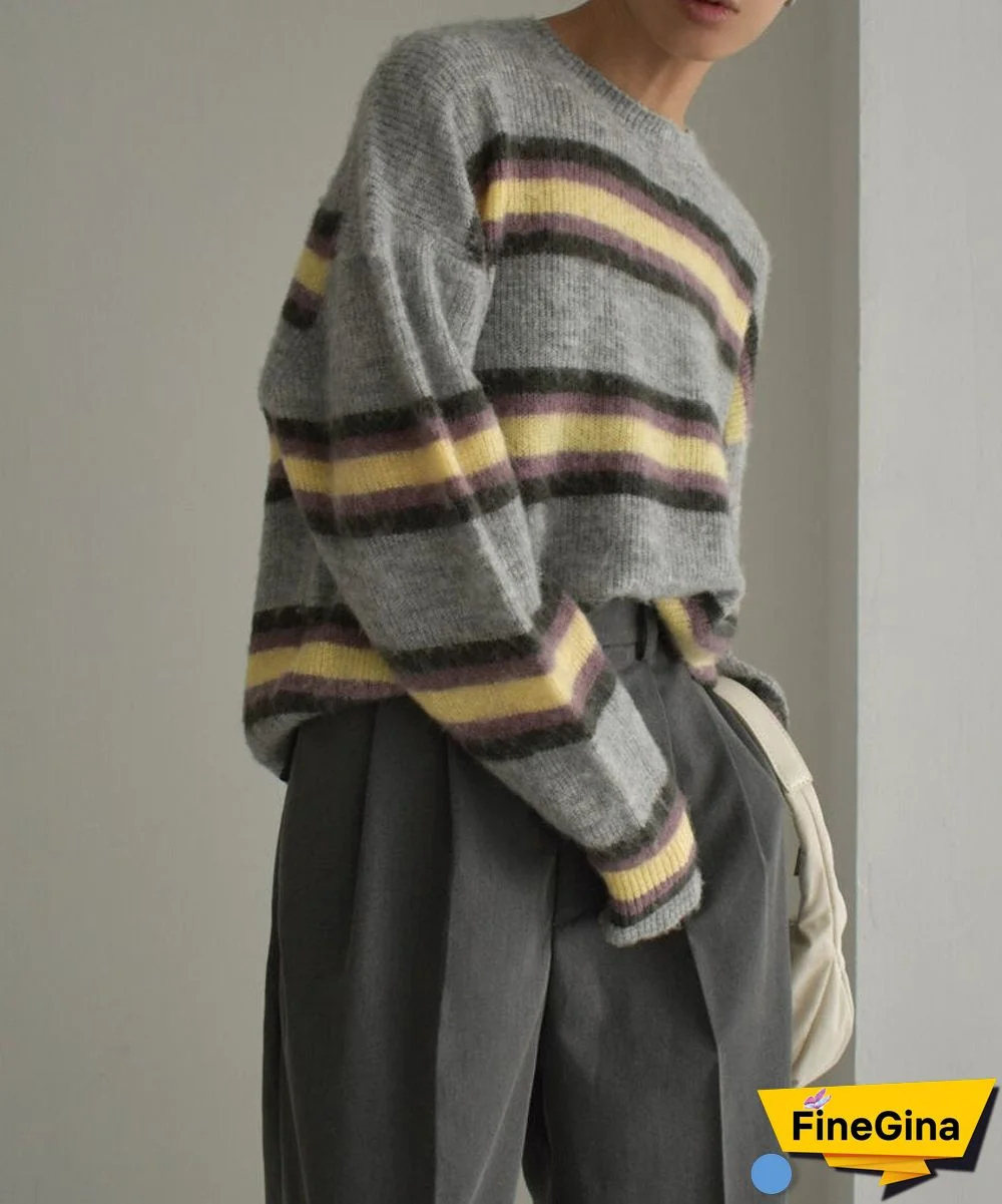 Retro Print Round Neck Sweater