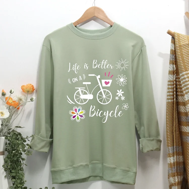 Life is better on a bicycle Women Casual Sweatshirt-Annaletters