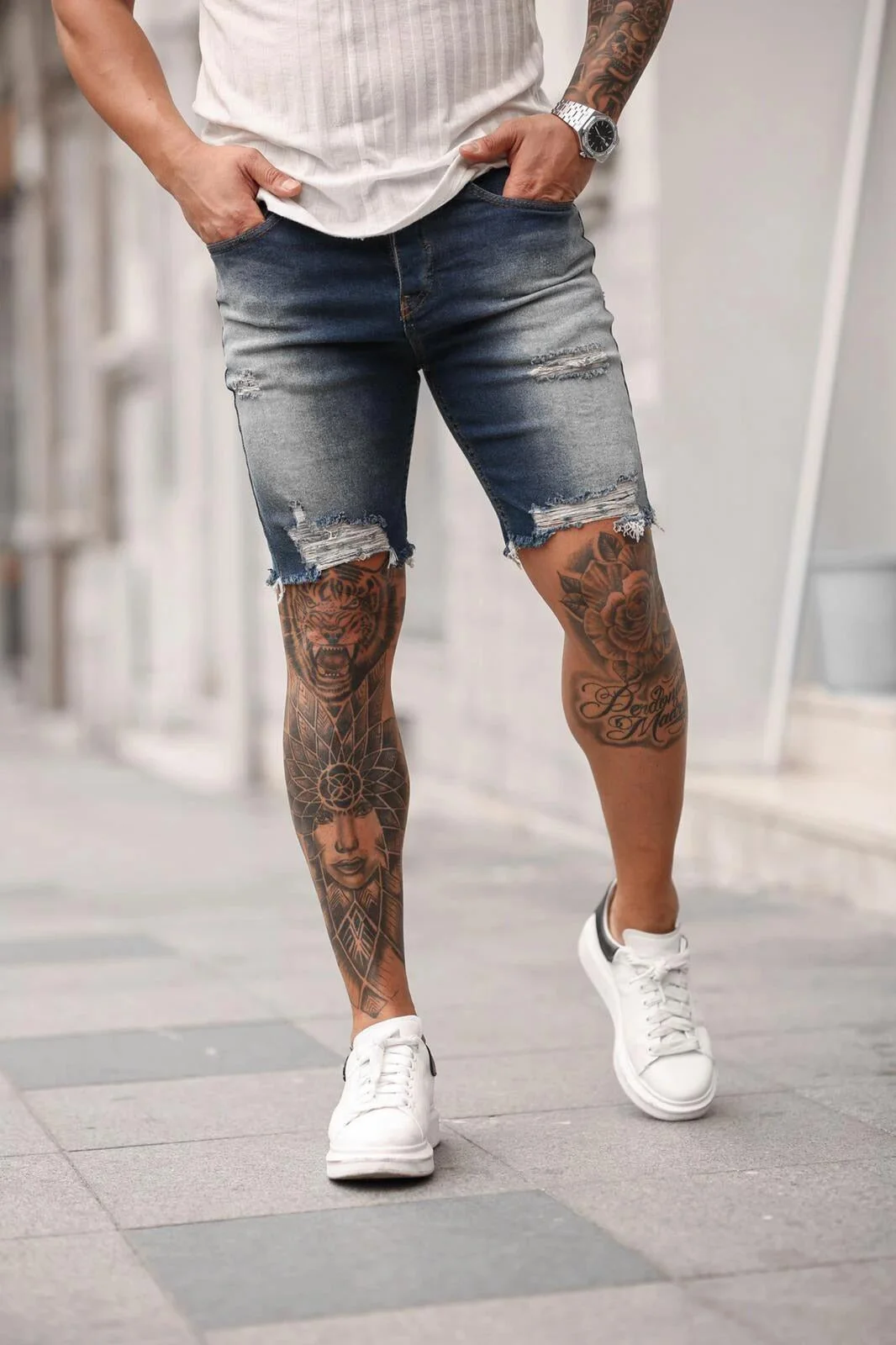 2021 Brand New New Men shorts Jeans Short Pants Destroyed Skinny jeans Ripped Pant Frayed Denim size S-3XL