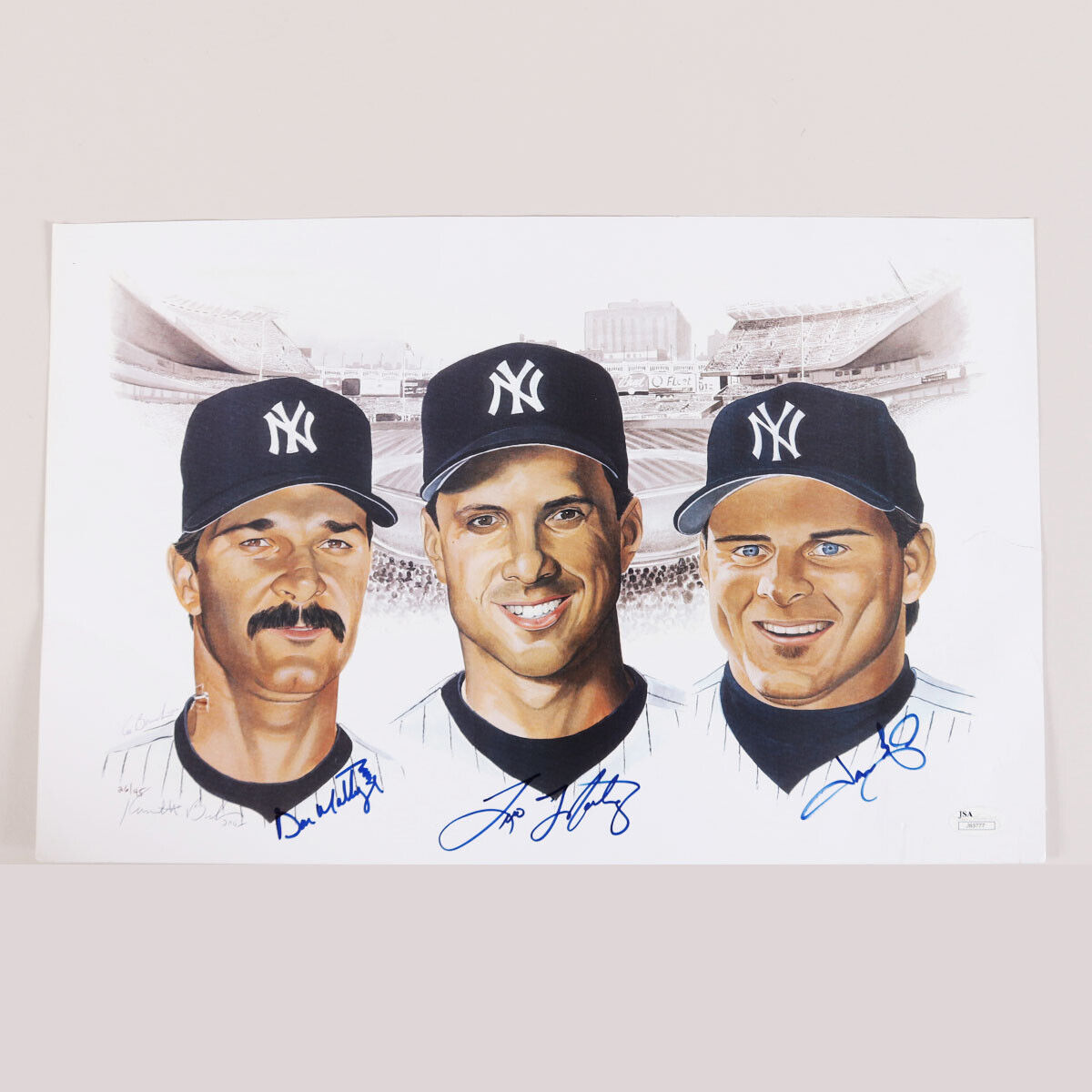 Don Mattingly Signed Photo Poster painting w/ Tino Martinez & Jason Giambi Yankees 11x17 - CO...