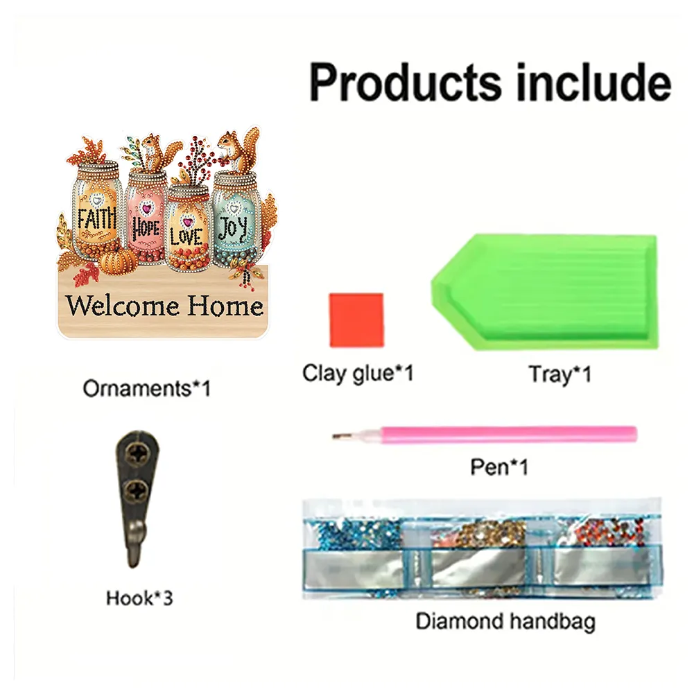 DIY Wooden Vase Diamond Art Hanging Hook Rail Diamond Painting Art Craft Wall Hooks