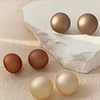 Simple Matte Texture Brown Pearl Earrings