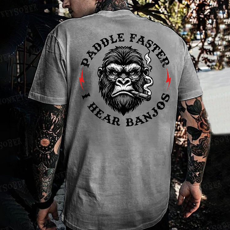 Paddle Faster I Hear Banjos  Monkey T-shirt
