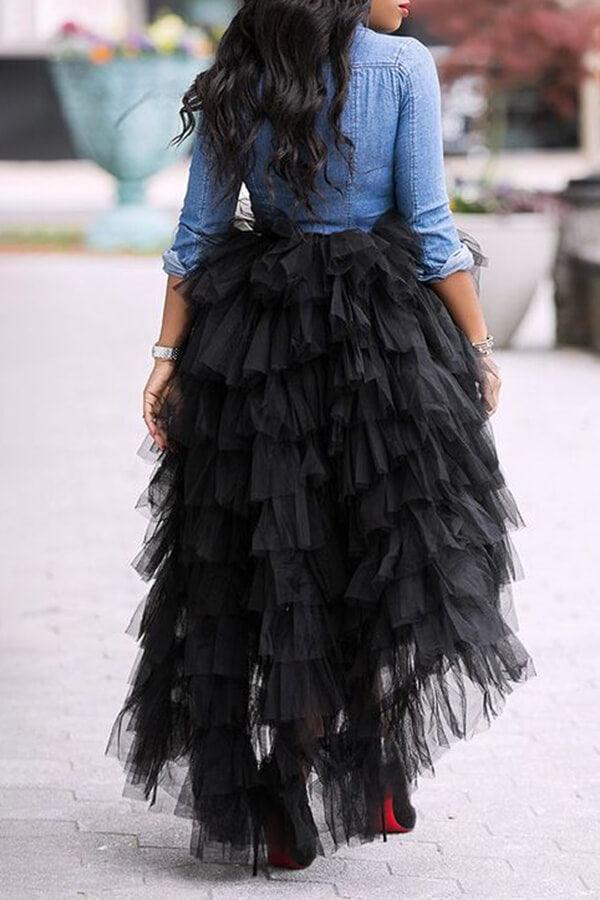 Plus Size skirt Black The Gala Tutu Tulle Overlay Skirts（No Top, NO Belt）