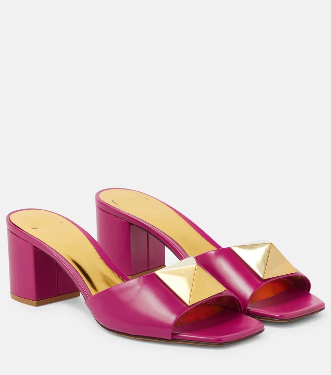 TAAFO High Heels 80mm Glossy Women Mules Sandals Red Vlogo Patent Leather Outside Ladies  Shoes