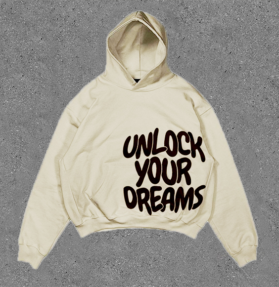 Loveciss Unlock Your Dream Letter Print Casual Long Sleeve Fleece-lined Hoodie