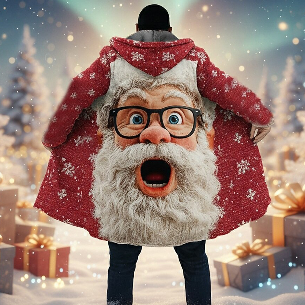 Ugly Christmas Sweater Funny Santa Claus Cozy Knit Hooded Cardigan elevenforest