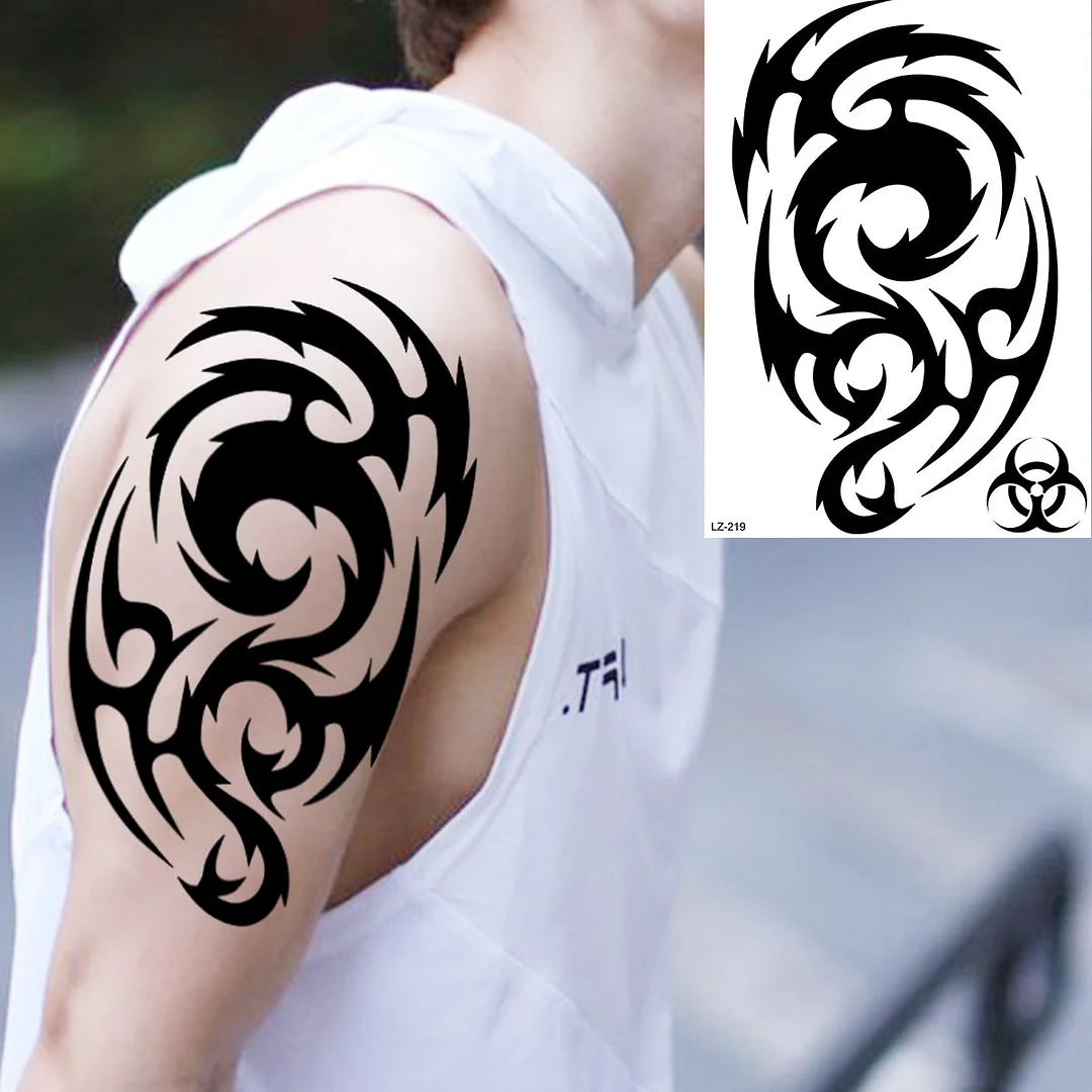 Black Spartan Warrior Temporary Tattoos For Men Adults Realistic Lion Tiger Maori Knight Fake Tattoo Sticker Chest Tatoos 3D