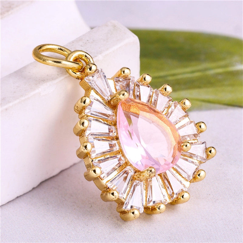 1 Piece Copper Zircon Water Droplets Pendant Jewelry Accessories