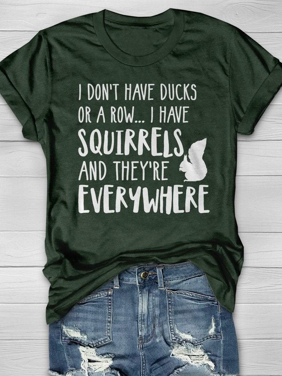 Funny Squirrels Everywhere Print Short Sleeve T-shirt