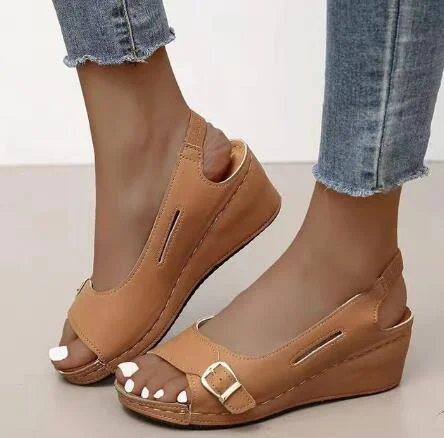 Sandalias Mujer 2021 Female Wedge Heels Shoes Women Summer Comfortable Sandals Slip-on Flat Sandals Platform Sandalias