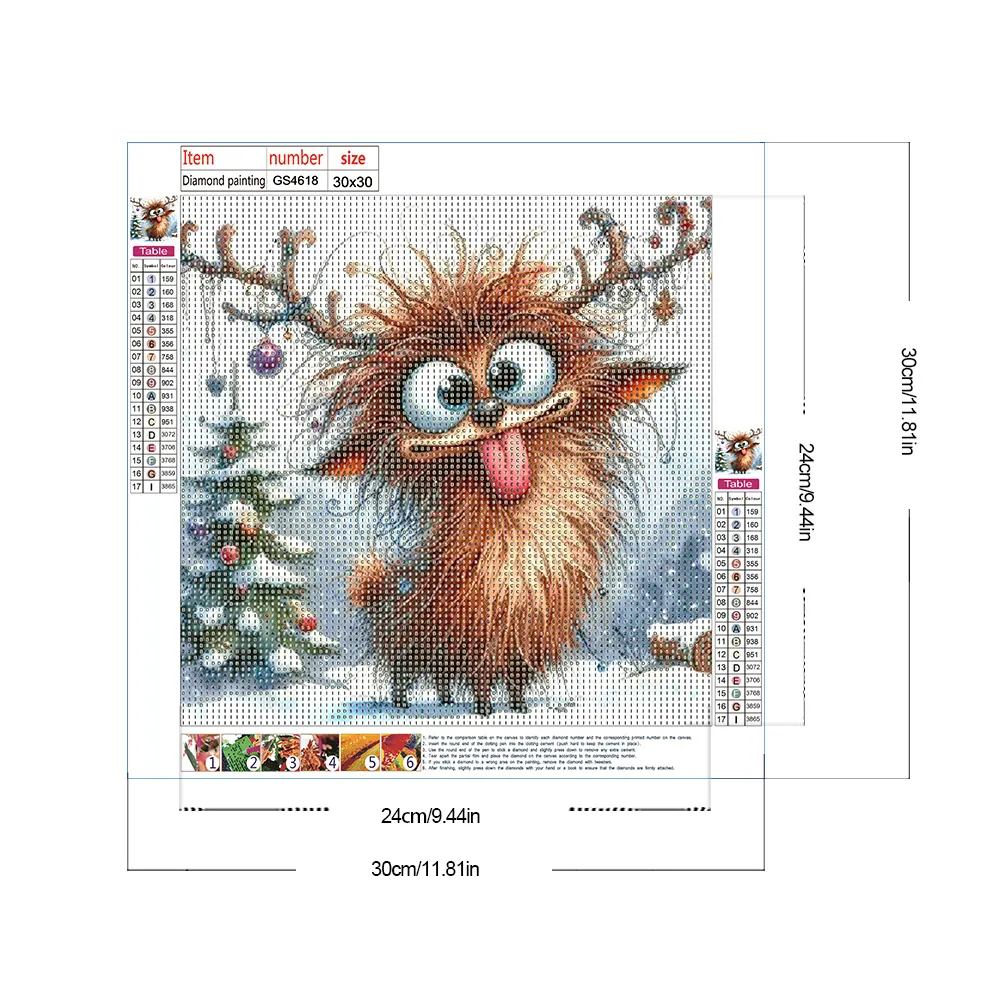 Diamond Painting - Full Round Drill - Christmas Elk(Canvas|30*30cm)