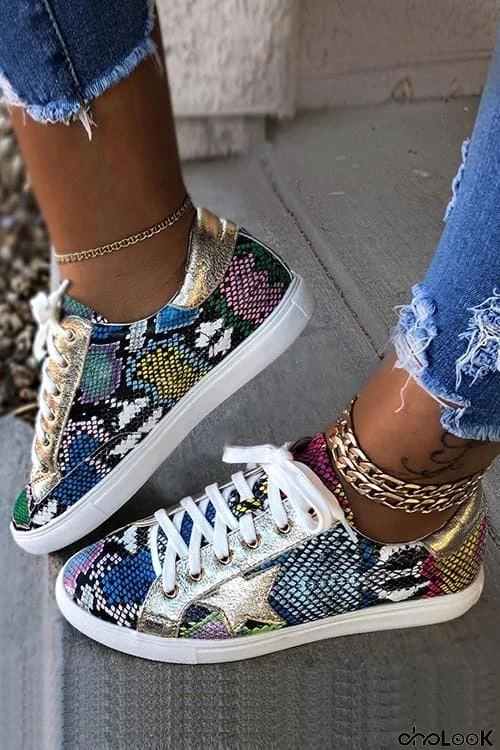 Lace Up Star Snake Sneakers