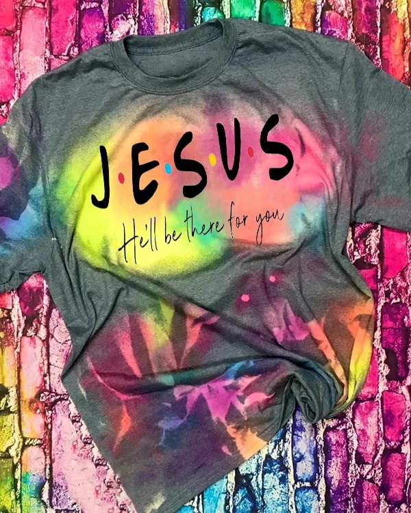 Jesus He'll Be There For You Printed V Neck T-shirt