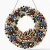 DIY Special Shaped Diamond Painting Wreath, Double-Sided Printing Christmas Wreath Hanging with LED Light Decor Kit 
