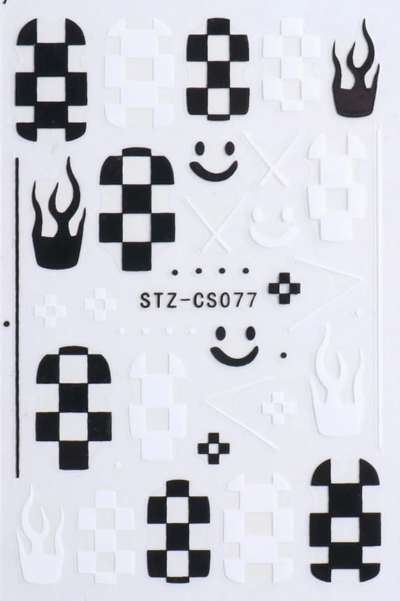 3D Swirl Lines Nail Sticker Geometry Irregular Whirling Wave Cow Print Decal on Nails Art Charms Manicure Slider Tip Accessories-Nail Inspo