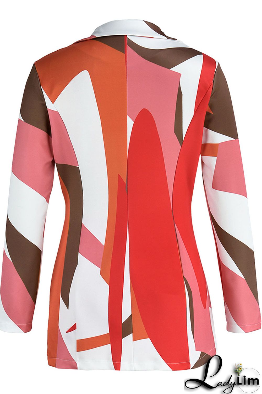 Camel Casual Print Patchwork Buttons Turn-back Collar Long Sleeve Two Pieces