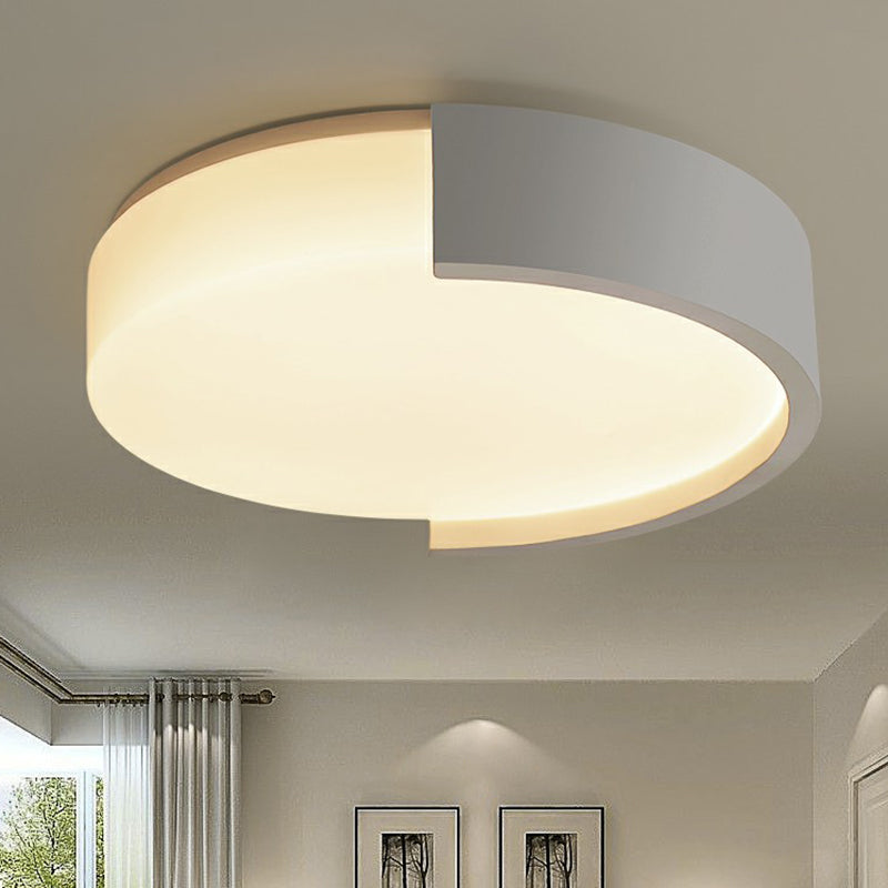 Minimalist Led Ceiling Light For Bedrooms - Round White Flush Mount / 16&rsquo; Warm