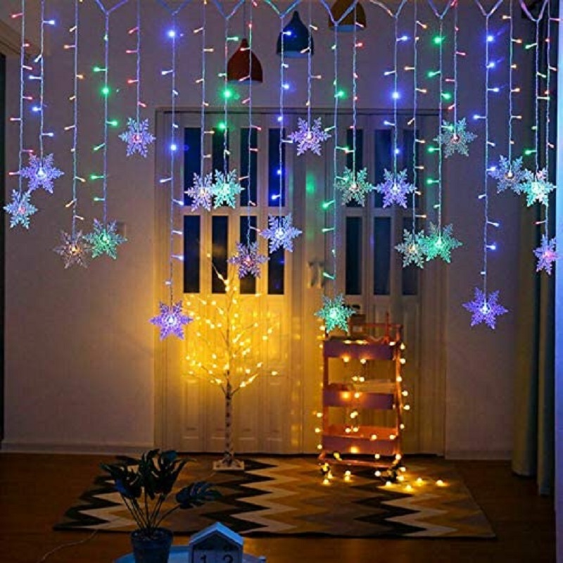 

LED Snowflake Curtain Light Outdoor Waterproof Decorative Ice Cone String, Positive white, 501 Original