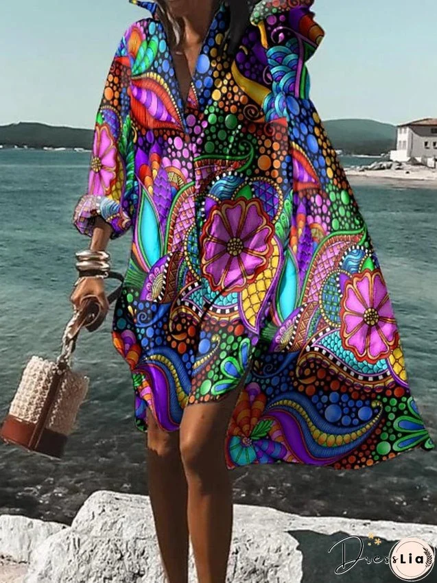 Shirt Dress Casual Dress Swing Dress Midi Dress Outdoor Winter Dress Daily Polyester Fashion Stylish Shirt Collar Rolled Cuff High Low dress Long Sleeve Summer Spring Fall Loose Fit for Women
