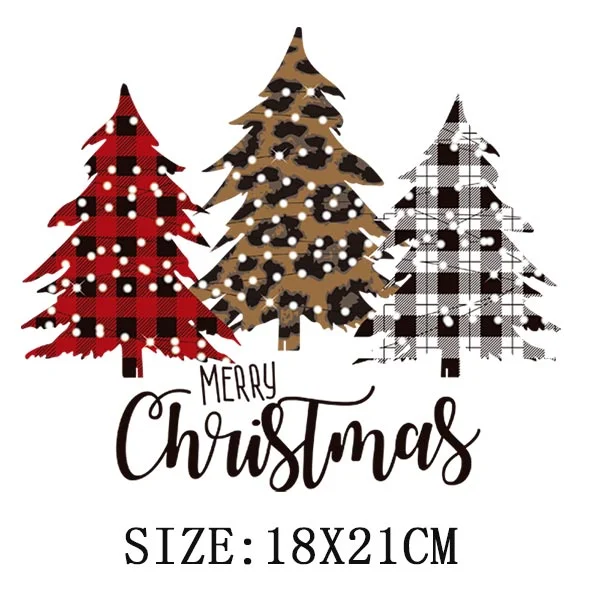 Beautiful Christmas Gift Thermal Sticker On Clothes DIY T-shirt Washable Iron On Patch For Clothing Christmas Design Patch Decor