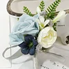 10PCS Blue Wedding Catering Bridal Groom Guests Corsage Boutonniere Wrist Artificial Flower Bouquets