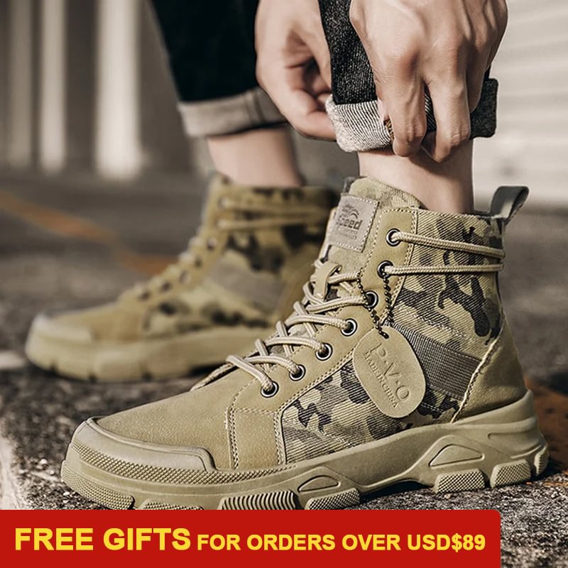 Vintage Desert Camo Casual Martin Boots Shoes