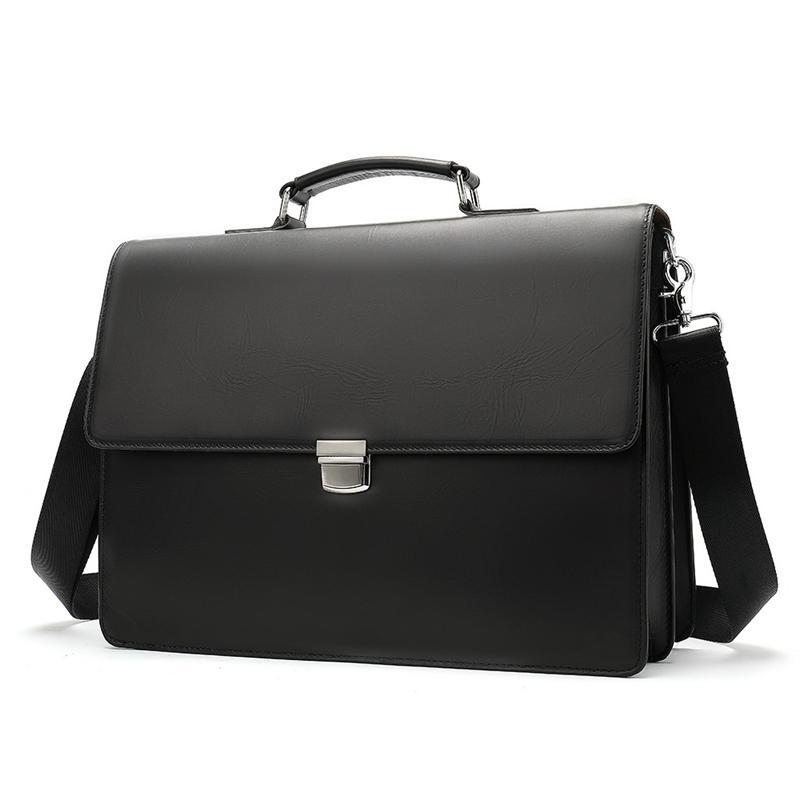 Business Portable Briefcase Retro Leather Large Capacity Waterproof Crossbody Bag