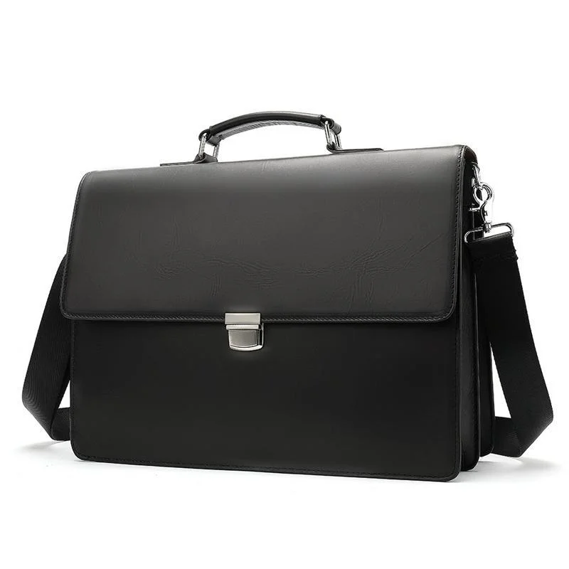 Business Portable Briefcase Retro Leather Large Capacity Waterproof Crossbody Bag