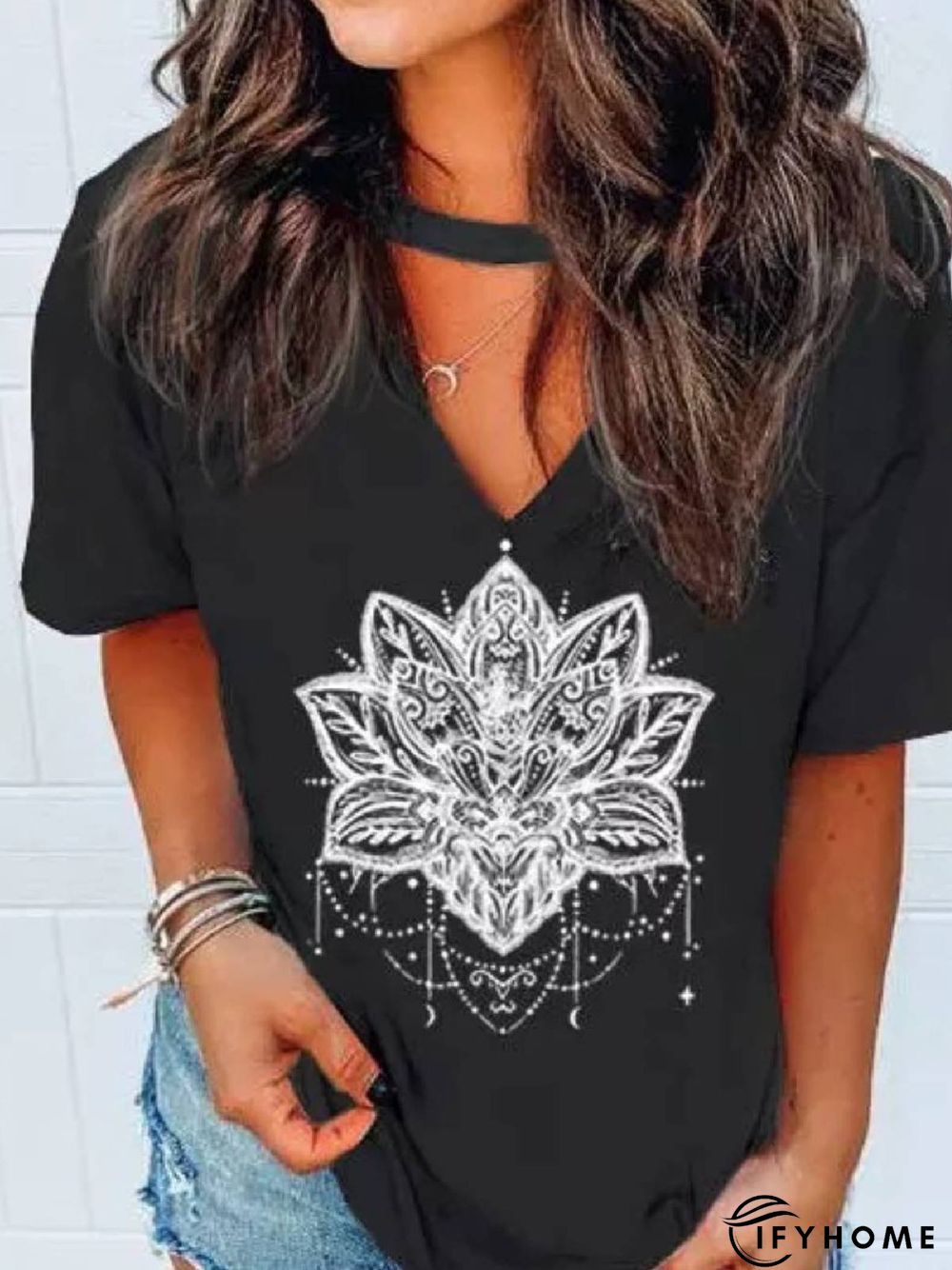 Casual Floral-Print Short Sleeve T-shirt | IFYHOME