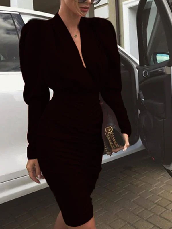 Solid Mini Elegant Dress