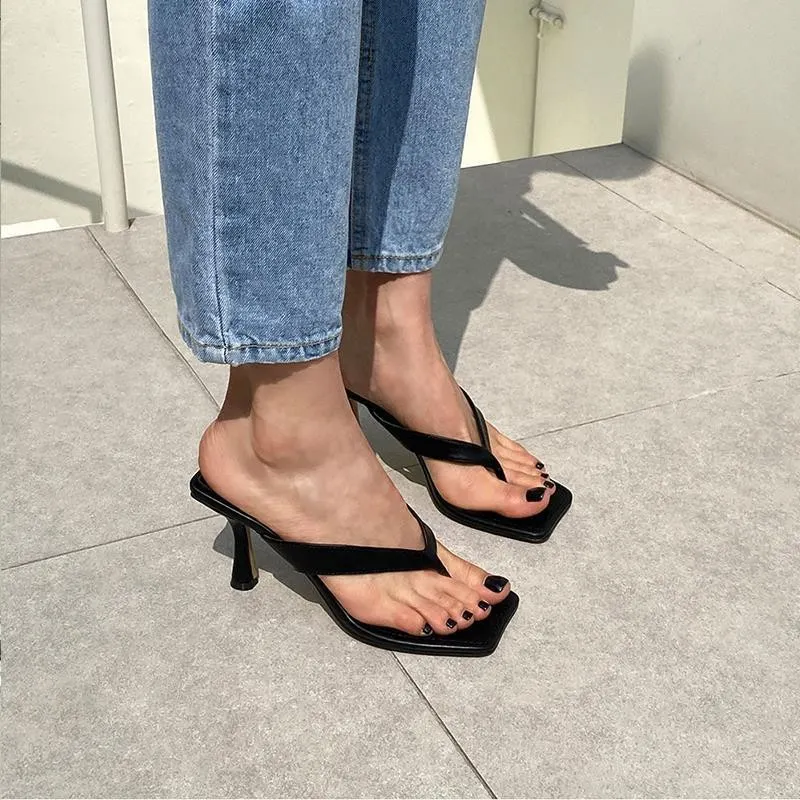Breakj Breakj Women's 2025 Summer New Square Head Net Red Sexy Fine Heeled Rice White High Heels