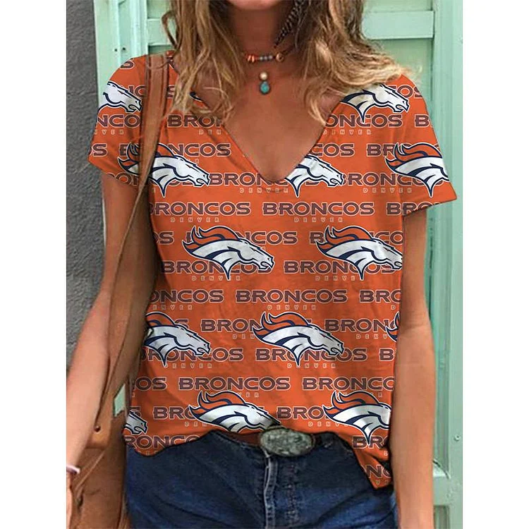 Denver Broncos  Lightweight Short Sleeve V-Neck T-Shirt