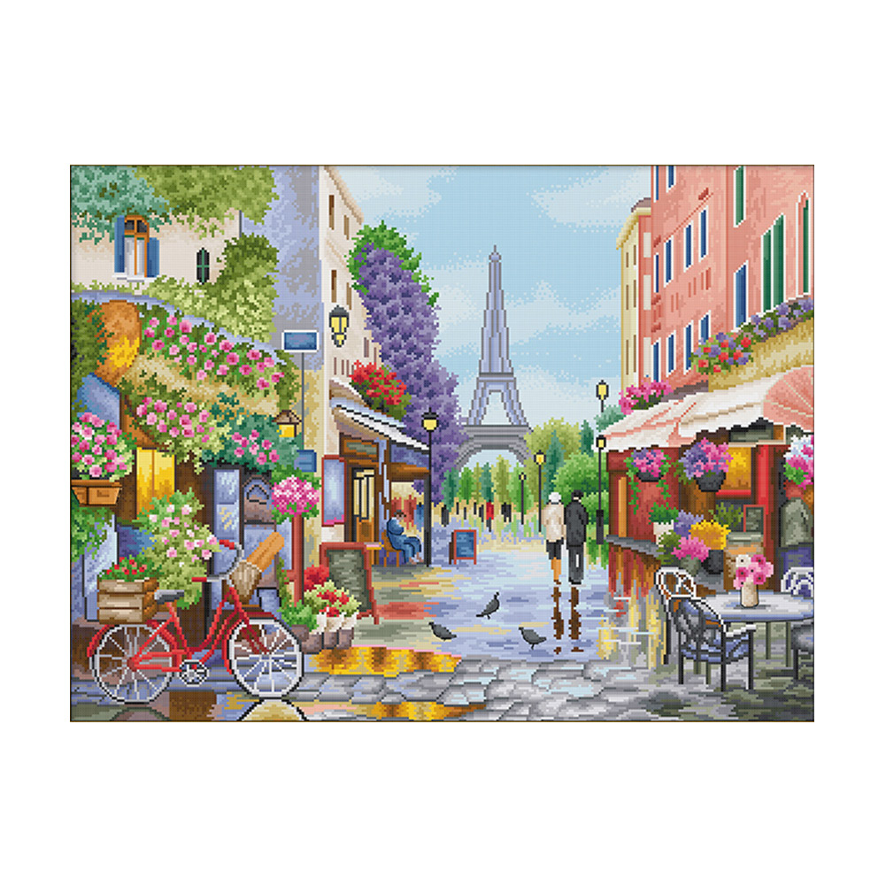 

Paris Street - 11CT Stamped Cross Stitch - 80*62CM, 501 Original