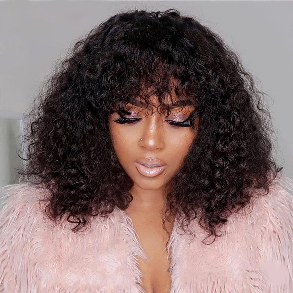 Short Curly Bob Pixie Cut Wigs None Lace Human Hair Wigs For Women US Mall Lifes
