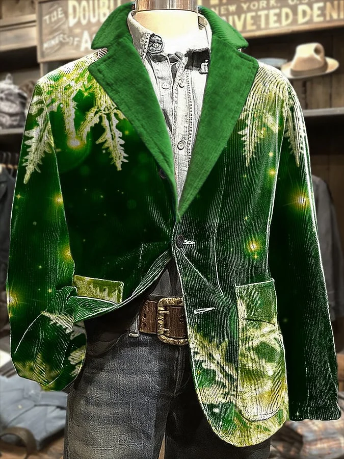 Men's Winter Christmas Green Festive Blazer 
