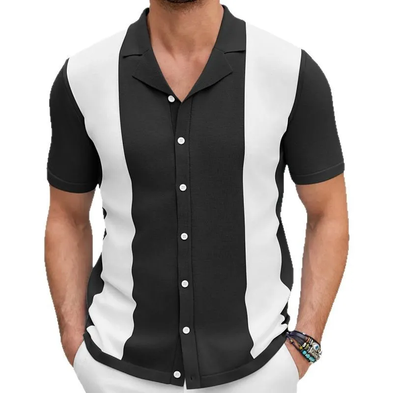Uveng Uveng Men's Cardigan Knits Men's Sexy Shirts Collar Business Casual Polo Shirts