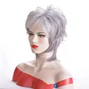 SHORT STRAIGHT SILVER GREY HAIR WIG