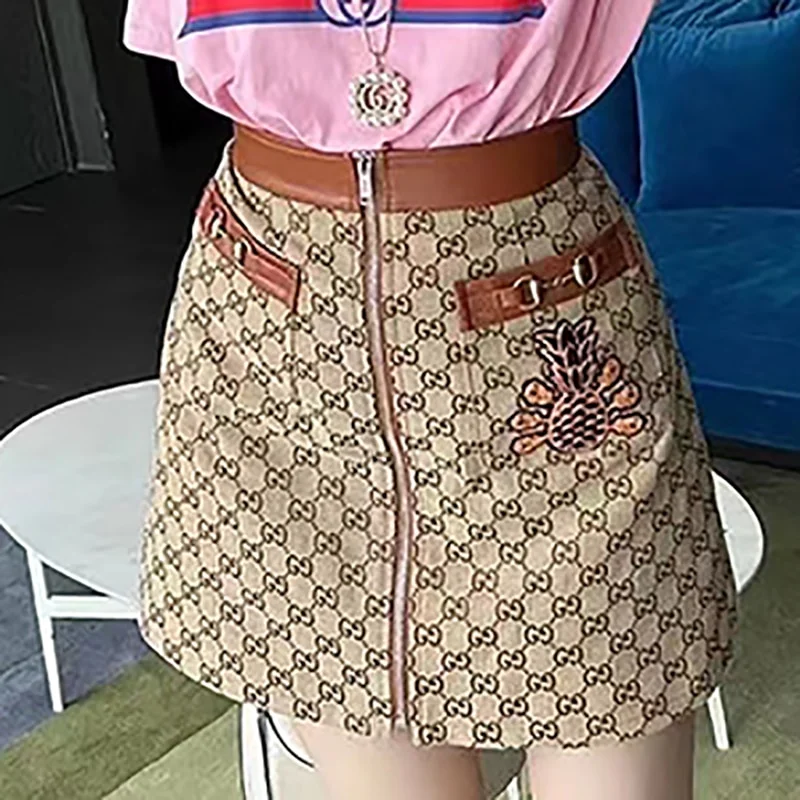 Women Brand Skirt 2023 Summer New Pleated Skirt Fashion Design Slim Straight A-line Bag Hip Skirt High-quality  Miniskirt