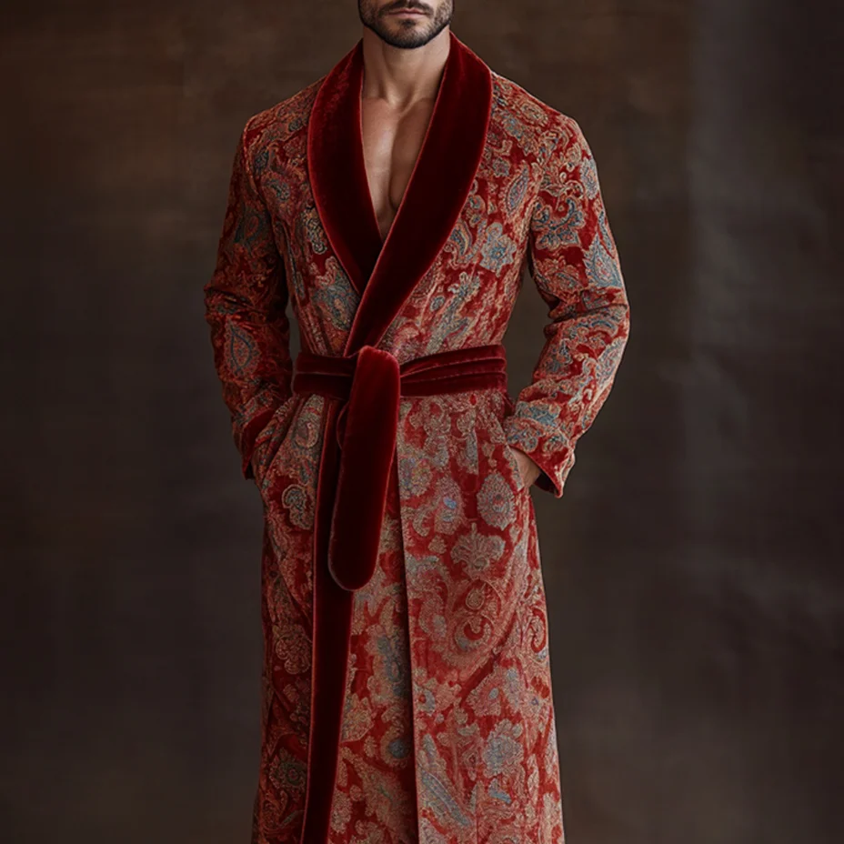 Men's Flannel Baroque Art Graphic Robe Pajamas-inspireuse